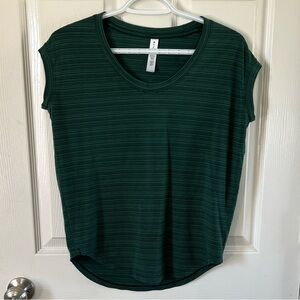 Athleta Dark Green Cloudlight Stratus Striped Scalloped T-Shirt Size XXS